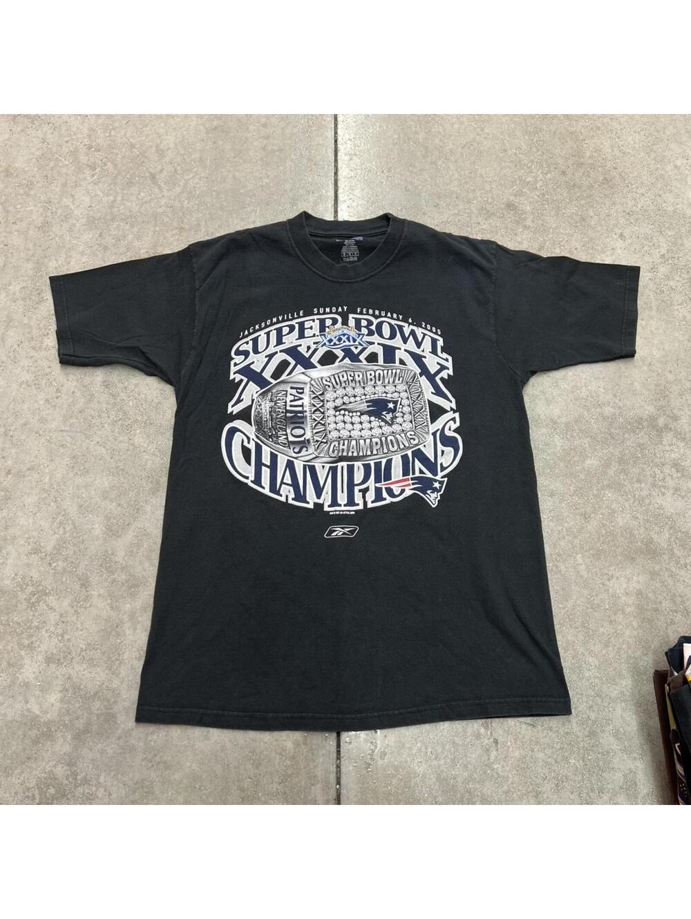 vintage new england patriots super bowl champions reebok ring shirt size medium